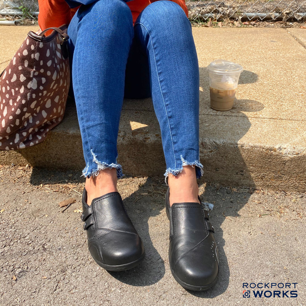 りょう Rockport Daisey #RK761 Women's Black Alloy Safety Toe Slip
